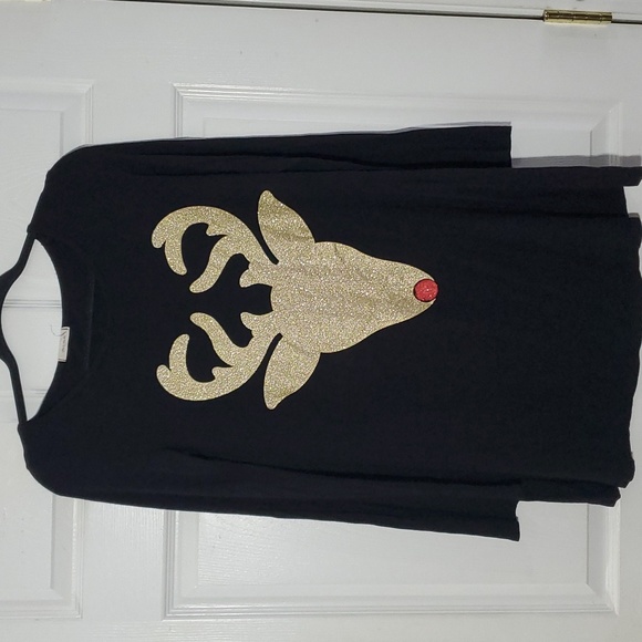 12pm by Mon Ami Tops - Womens Holiday Rudolph Reindeer Tunic Top Medium